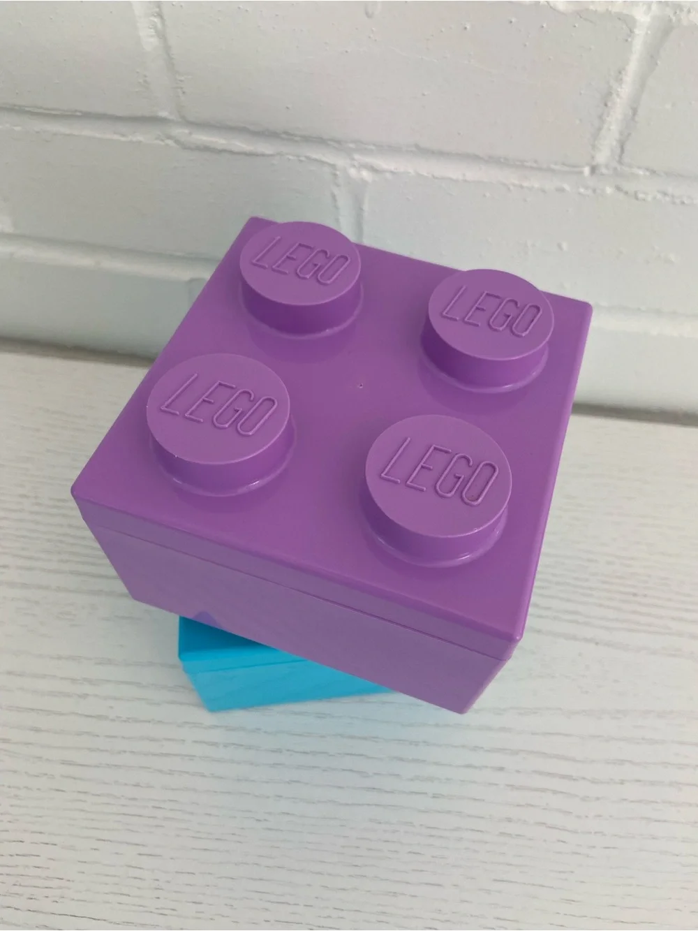 Two Lego Storage Brick Boxes - Purple and Turquoise - Picture 2 of 6
